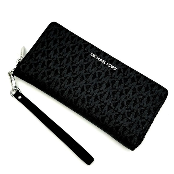Michael Kors Large Continental Wallet Black Signature - Picture 1 of 9